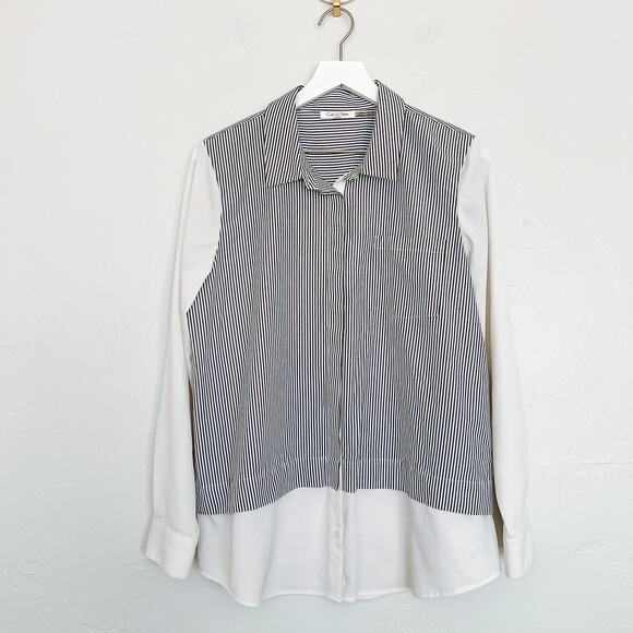 Calvin Klein Striped Shirttail Hem Button Down Large - Picture 6 of 6